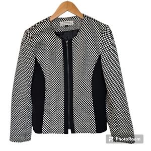 TAHARI Arthur S. Levine Women's Blazer Jacket Black/White Zipper Size 10